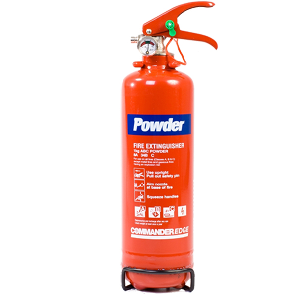2 x 1kg ABC Dry Powder Fire Extinguishers With Brackets - Commander